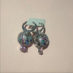 Silver and Multicolor Hoop Earrings